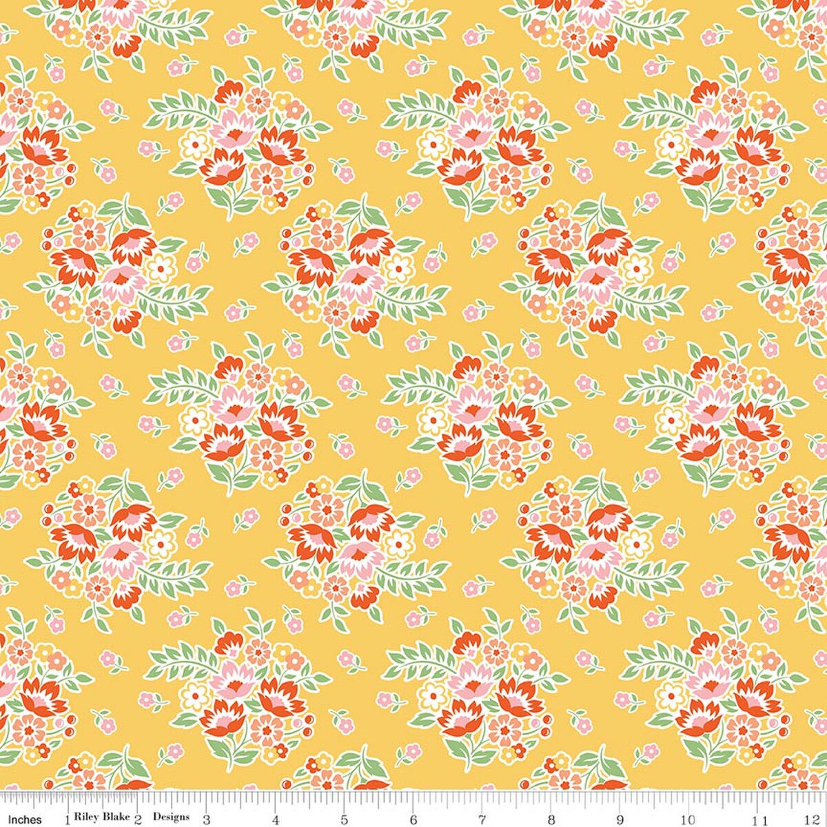 Peach Cobbler – Posy in Yellow – Riley Blake Designs – Yardage