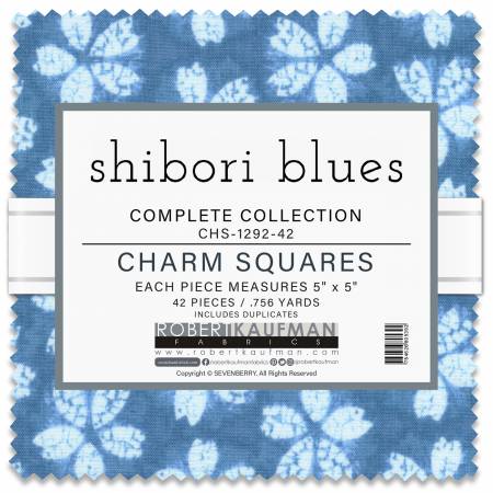 Shibori Blues by Robert Kaufman 5" Squares 42pcs/bundle