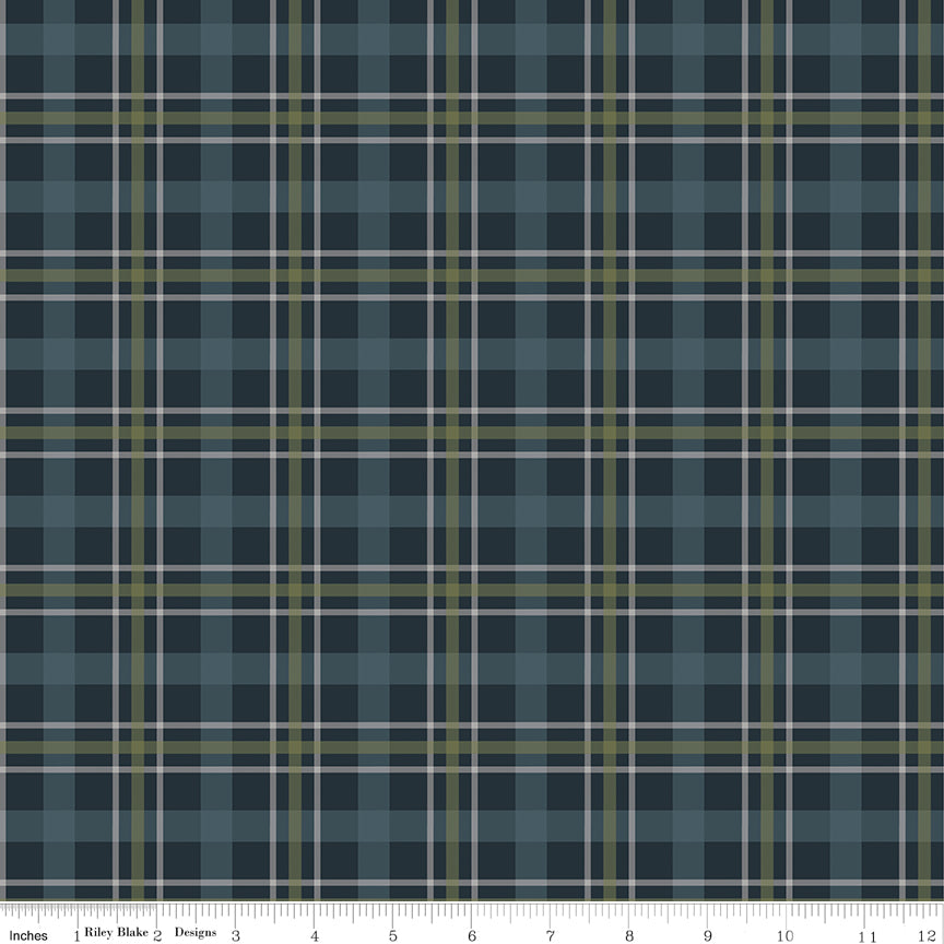 Riley Blake Designs | Flannel Cretaceous Plaid Navy