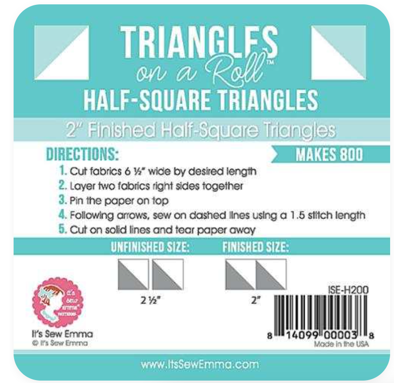 Triangles on a Roll — 2" Half Square Triangles — by It's Sew Emma!