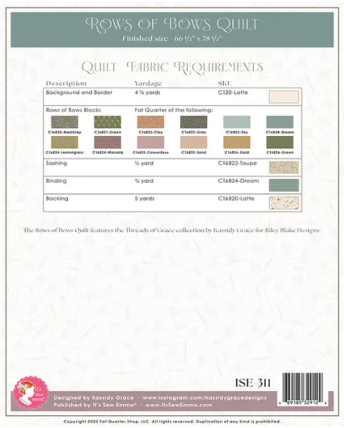 Rows of Bows Quilt Pattern by Kassidy Grace