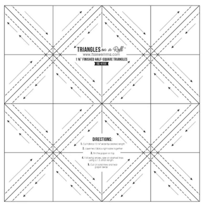 Triangles on a Roll — 1.5" Half Square Triangles — by It's Sew Emma!
