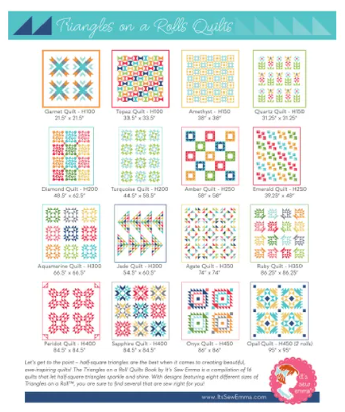 Triangles on a Roll Quilts Book by It's Sew Emma