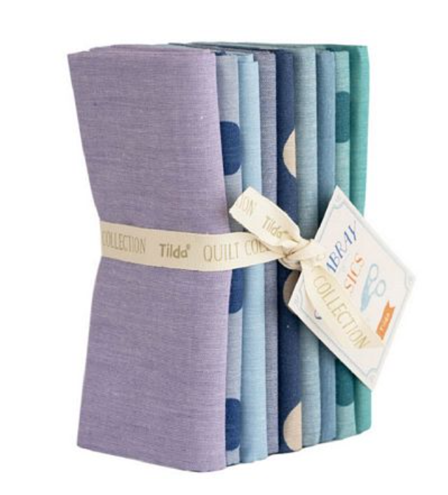 Tilda — Summer Blue Chambray — Fat Quarter Bundle - 9 pc - 20x22 in