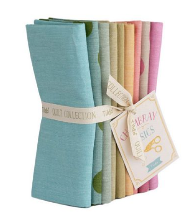 Tilda — Spring Pastel Chambray — Fat Quarter Bundle - 9 pc - 20x22 in