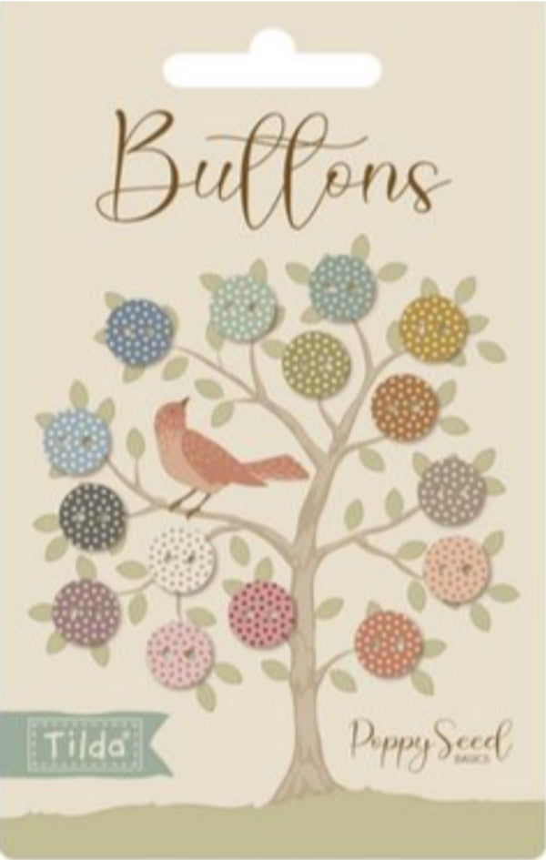 Tilda Poppy Seed Buttons .35 in (9 mm) 15 pcs