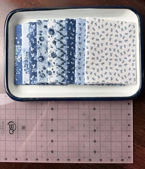 Elegant Rose Dark  Poppie Cotton Lakeland Blues  Quilting Cotton Fabric (FQ (20x22), HY, or Yard)