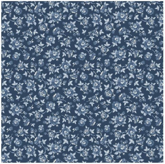 Elegant Rose Dark  Poppie Cotton Lakeland Blues  Quilting Cotton Fabric (FQ (20x22), HY, or Yard)