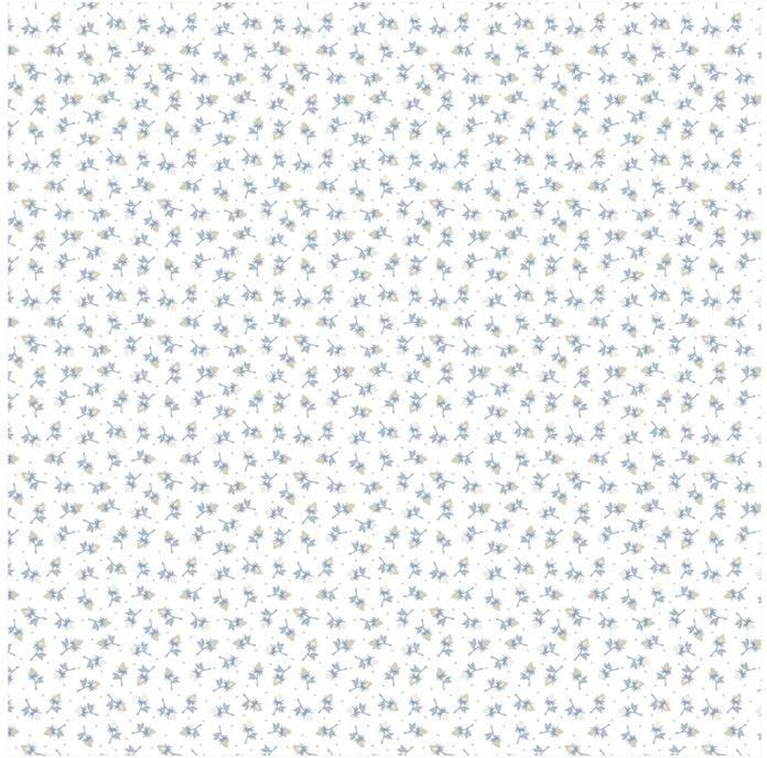 Poppie Cotton Rosebud Toss Light Quilting Fabric  Lakeland Blues Blender (Fat Quarter, Half Yard, Yard)