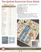 Quilted Scarecrow Cross Stitch Pattern  Fall Quilty Design  Printed Pattern