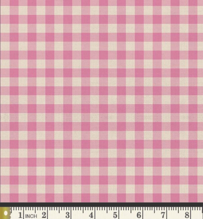 Bubblegum Pink Gingham Fabric from Picnic Wovens by Suzy Quilts for Art Gallery Fabrics  Yarn Dyed Woven - 100% Premium Cotton - 57/58"