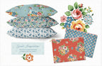Forget Me Nots Blue  Poppie Cotton Flower Market  Quilting Cotton Fabric (Fat Quarter, Half Yard, Yard) Yardage Floral