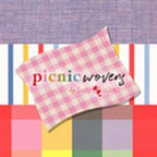Bubblegum Pink Gingham Fabric from Picnic Wovens by Suzy Quilts for Art Gallery Fabrics  Yarn Dyed Woven - 100% Premium Cotton - 57/58"