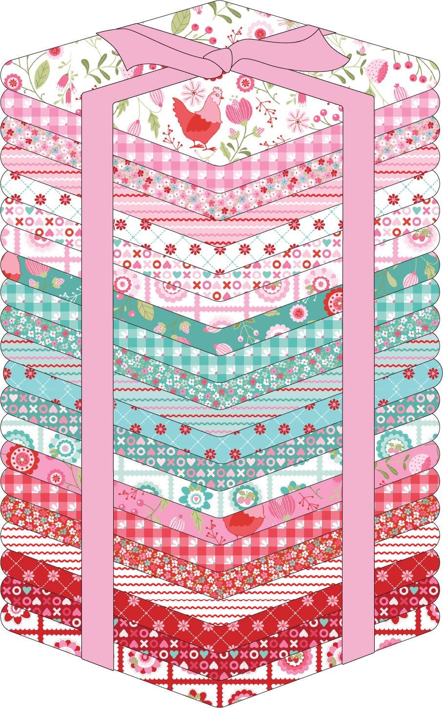 Smitten Chicken Fat Quarter Bundle  21 Fat Quarters  Poppie Cotton Floral Quilting Fabric