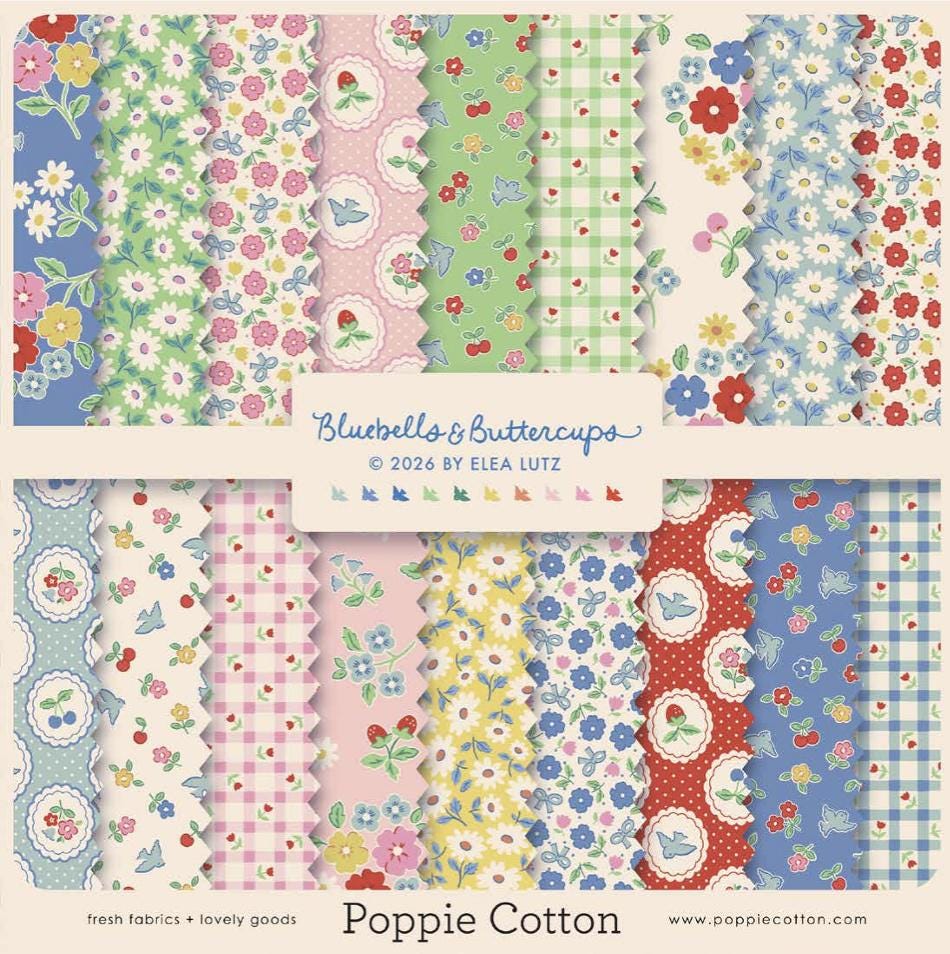 Bluebells & Buttercups Fat Quarter Bundle  Elea Lutz Floral Quilting Cotton Fabric
