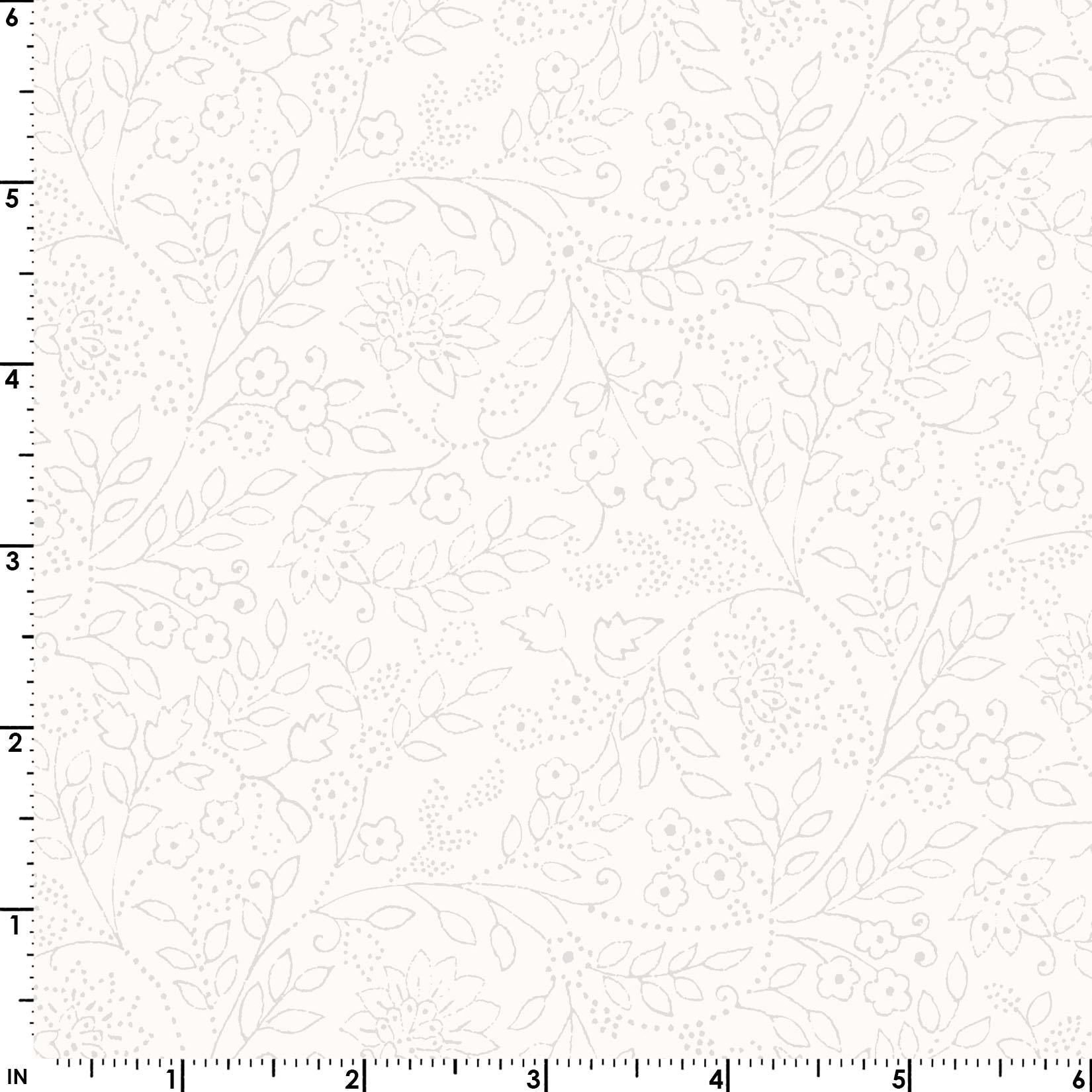 Soft White Tonal Blender, Solitaire Jasmine Cotton Fabric  Maywood Studio Floral Quilting Basics