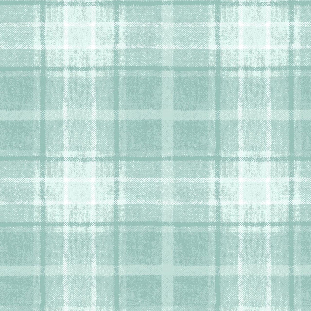 Snowtop Mountain Flannel Big Plaid Aqua  Bonnie Sullivan  MASF10896Q  Aqua Blue Plaid Cotton Flannel Yardage