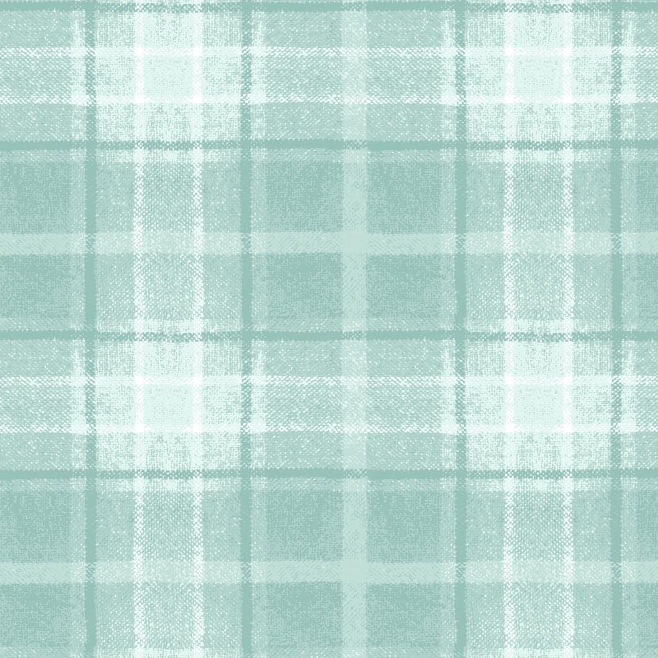 Snowtop Mountain Flannel Big Plaid Aqua  Bonnie Sullivan  MASF10896Q  Aqua Blue Plaid Cotton Flannel Yardage