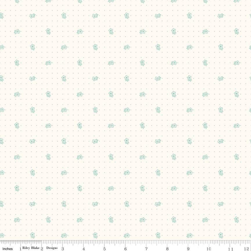 Bee Backgrounds Daisy   Teal  Lori Holt  Riley Blake Designs Quilting Cotton Fabric  43/44"  Yardage
