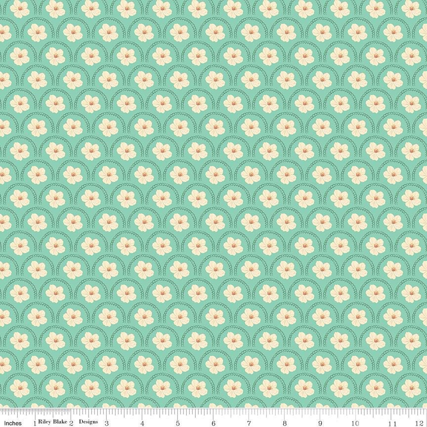 Southern Charm Peach Blossoms Mint · Riley Blake Quilting Cotton · C17441-MINT · 43/44" Yardage