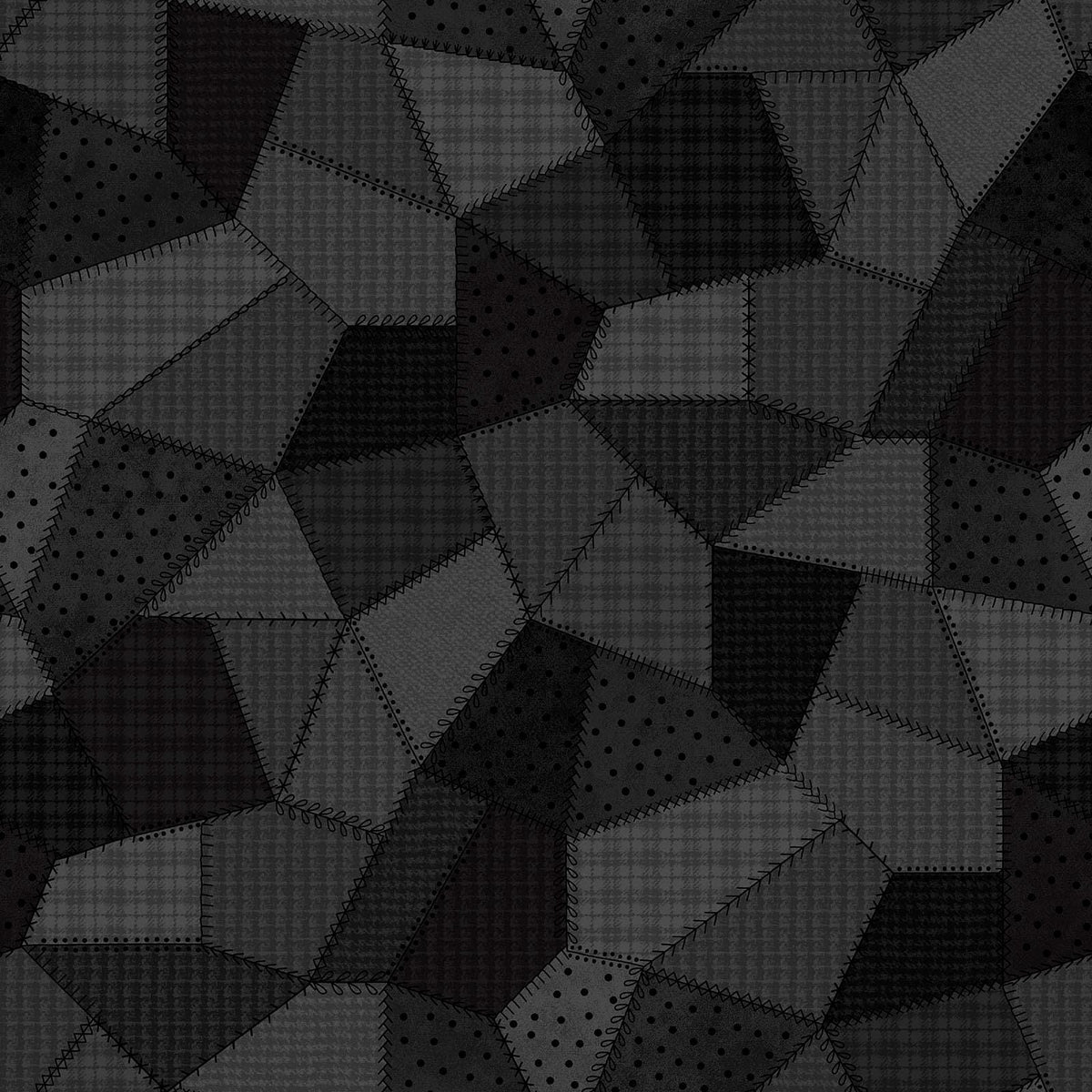 Woolies Flannel – Black & Charcoal Patchwork Quilt Print | Bonnie Sullivan | Maywood Studio