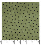 Woolies Flannel – Green with Black Polka Dots | Bonnie Sullivan | Maywood Studio