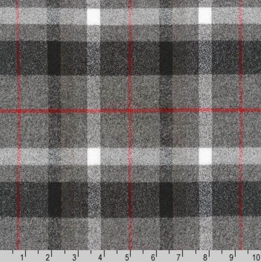 Robert Kaufman Mammoth Flannel Smoke Gray Plaid Fabric   SRKF16423293  Double Brushed Cotton Flannel