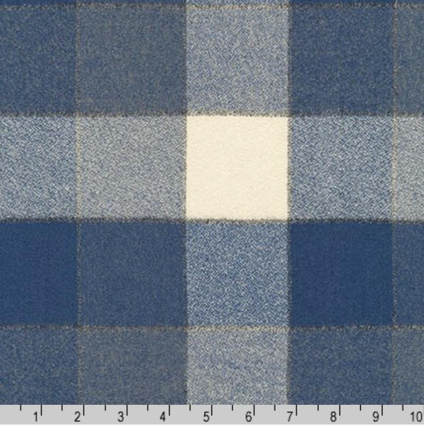 Robert Kaufman Mammoth Flannel  Denim Plaid Double Brushed Cotton Fabric, Yarn Dyed Woven Flannel by the Yard SRKF-16424-67 DENIM