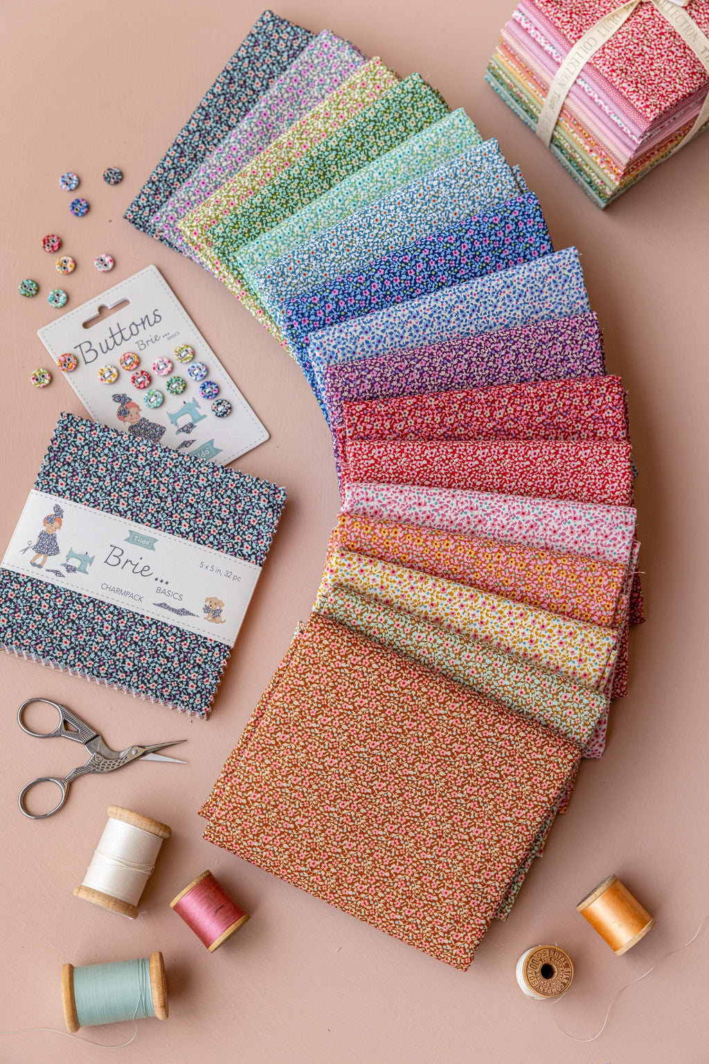 Fabric Brie Gray Tilda Basics Quilting Cotton TIL130187 Continuous Yardage Coordinates with Flannel Fast Shipping