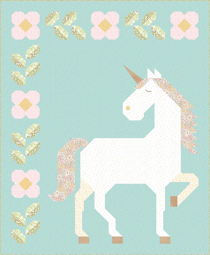 Little Posies Unicorn Garden Quilt Kit  Riley Blake Designs  Apples & Beavers Pattern  KT-18320
